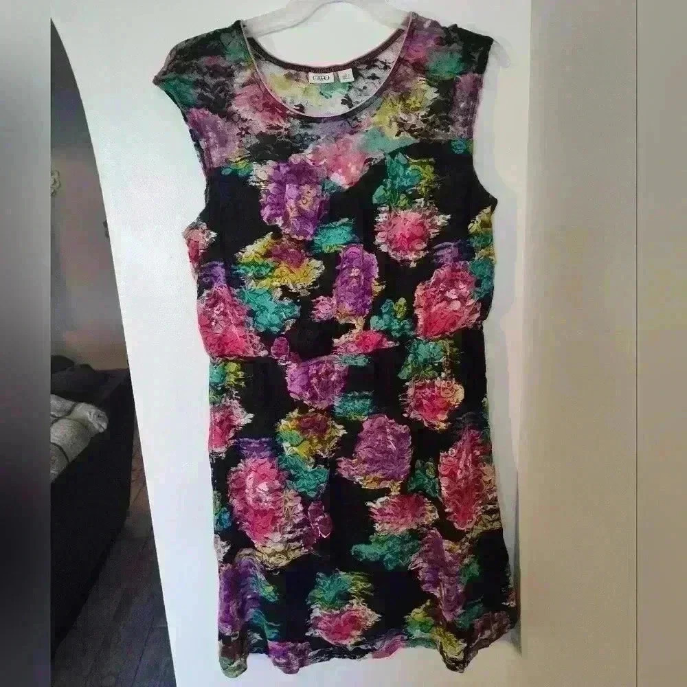 Cato black floral stretch lace dress size xl